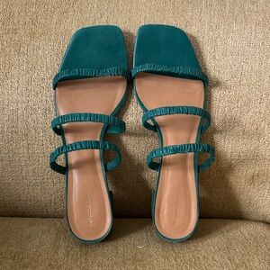 Reformation Assunta Strappy Block Heel Sandal In Green Size 10.5 (40.5)